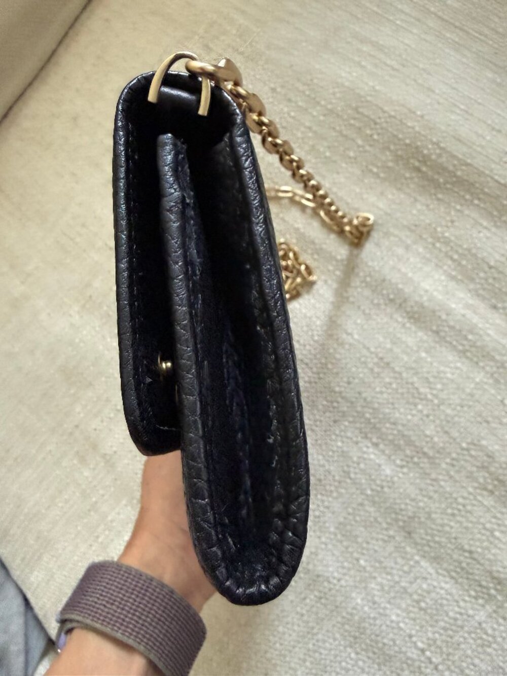 Valentino by Mario Valentino black leather wallet on chain/crossbody bag with go - Picture 3 of 5